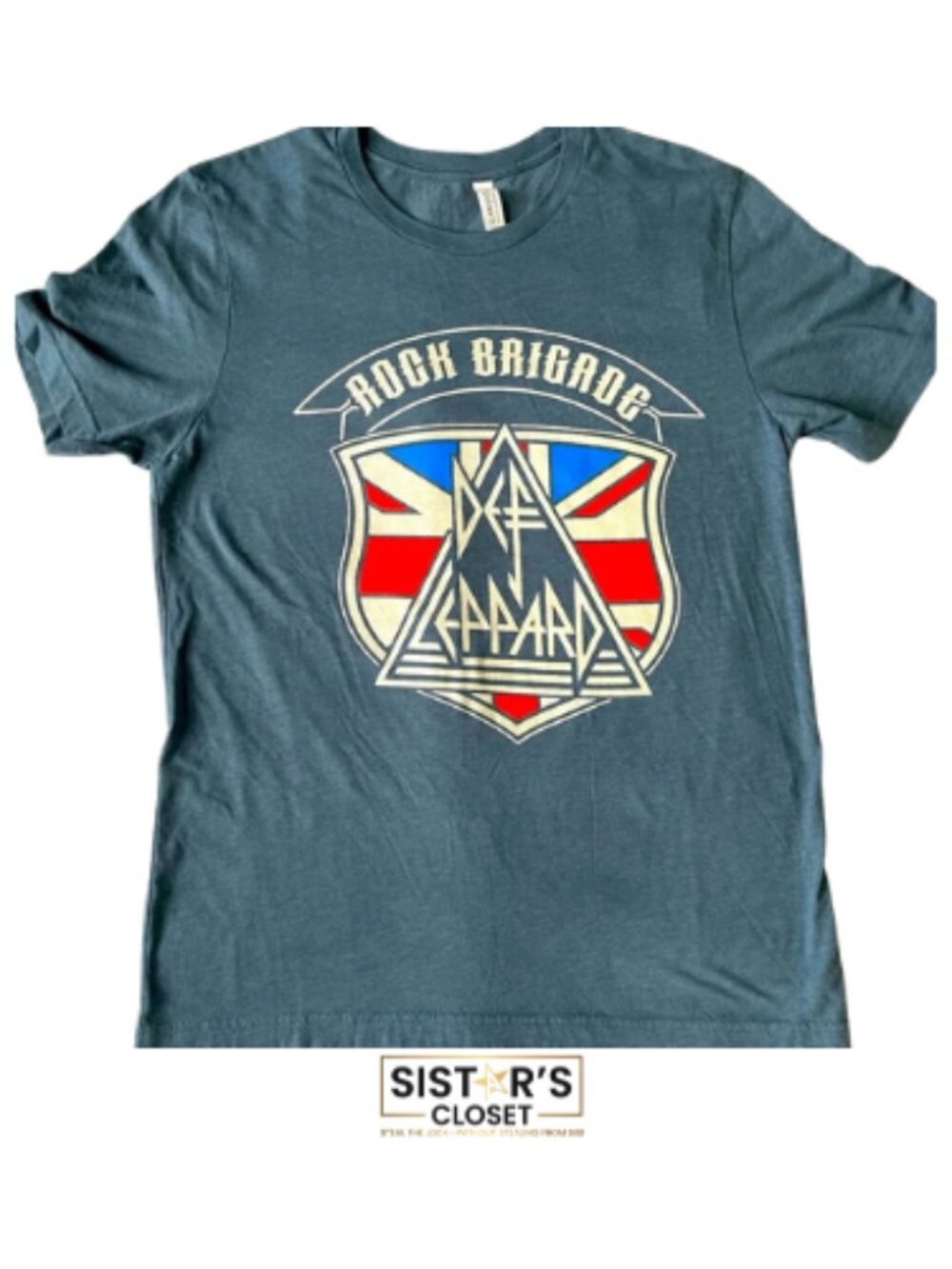 Def Leppard Rock Brigade Concert Blue Bella Canvas Men's Graphic Tee - Large